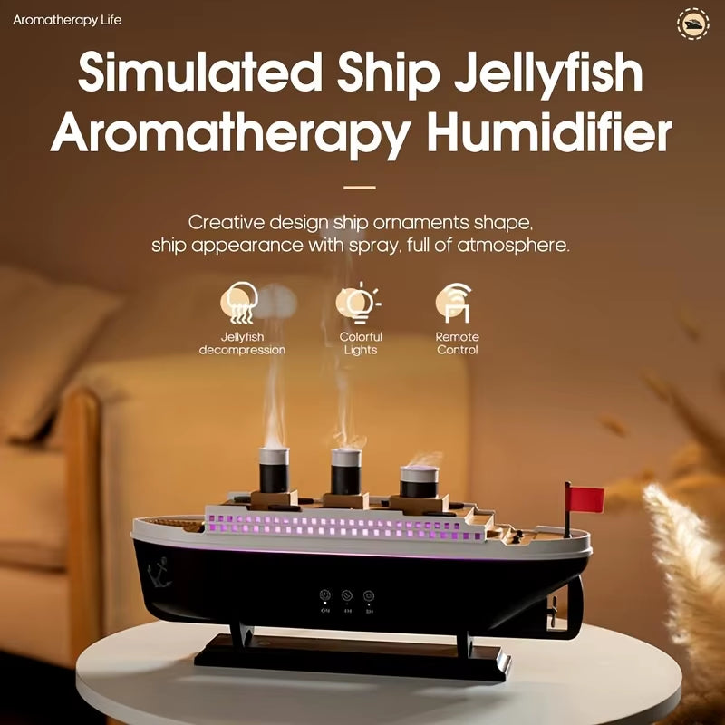 Design Titanic Ship Model Air Humidifier USB Home 250Ml Essential Oil Jellyfish Smoke Ring Spray Aroma Diffuser Remote Control
